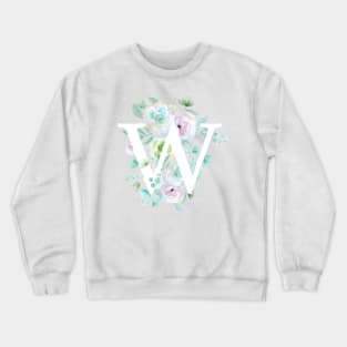 Botanical alphabet W green and purple flowers Crewneck Sweatshirt